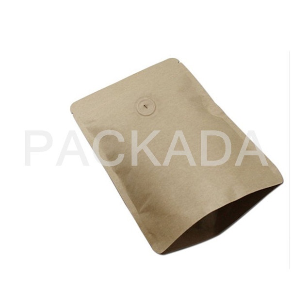 kraft paper foil stand up valve zipper coffee bag