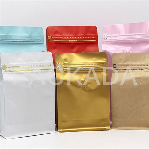 kraft paper metalized PET box bottom rippa zipper coffee pouch