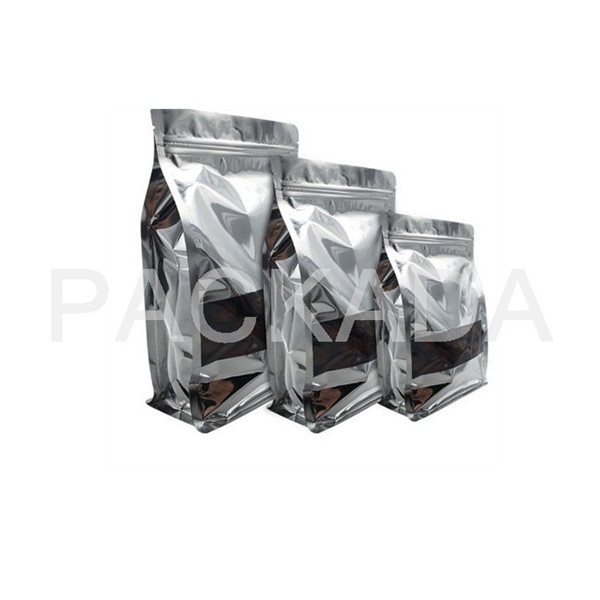 kraft paper VMPET flat bottom valve rippa zipper coffee bag