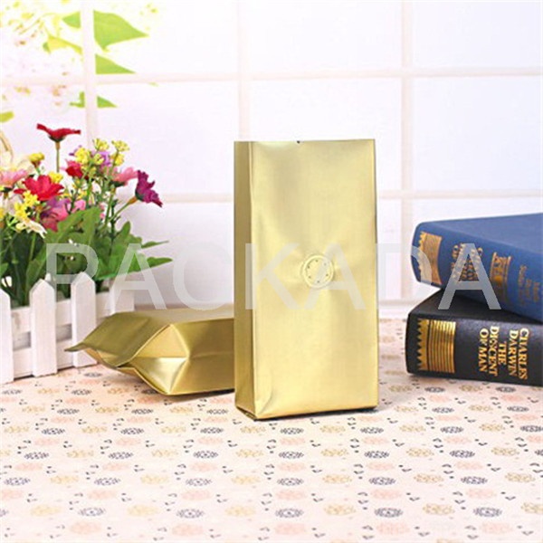 kraft paper metalized PET side gusset valve coffee bag