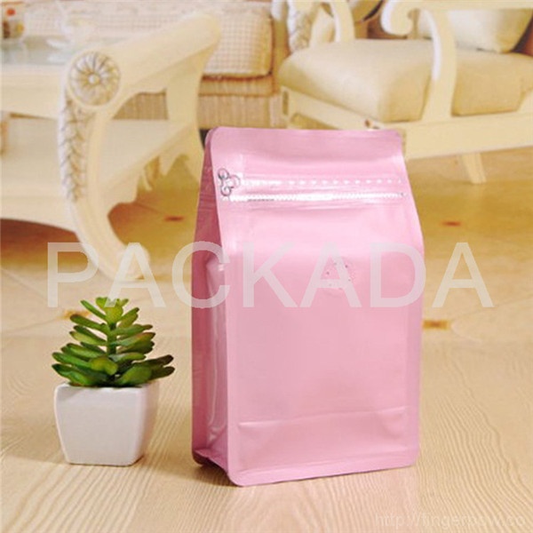 plastic foil flat bottom rippa zipper valve coffee pouch