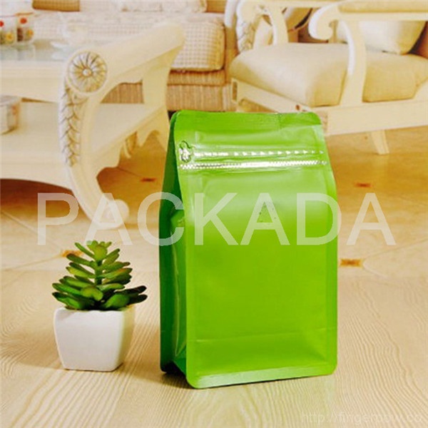 plastic metalized PET box bottom rippa zipper coffee bag